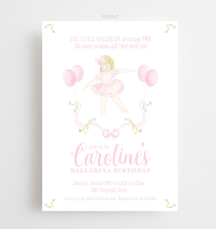 Watercolor Ballerina Invitation