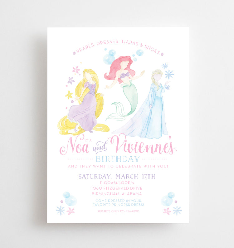 Watercolor Princess Invitation