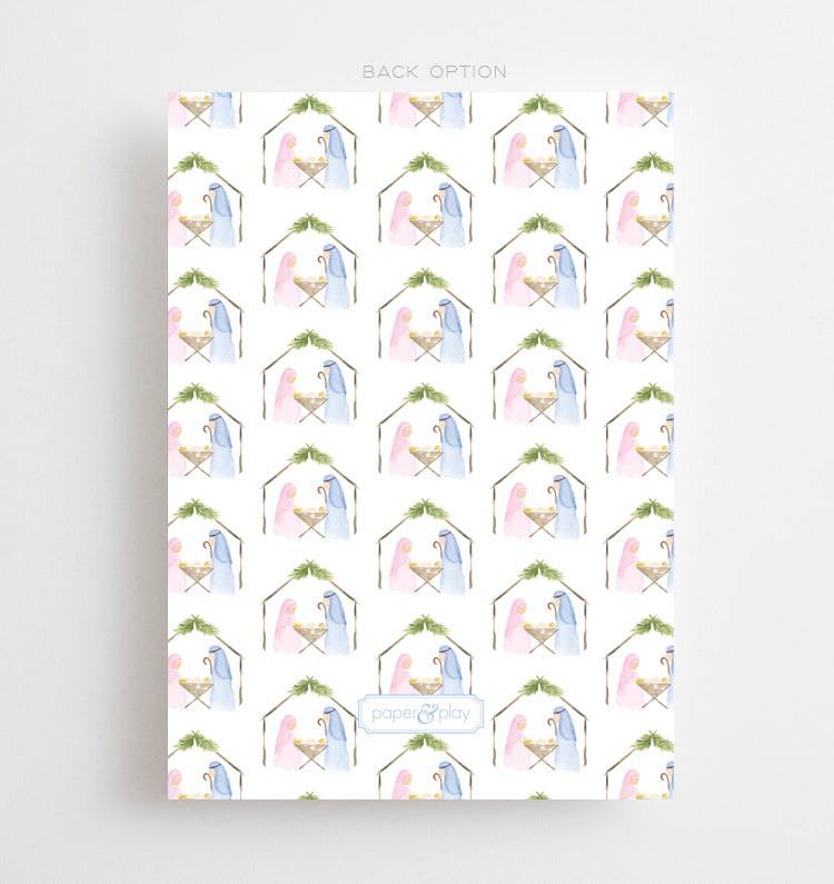 Watercolor Pastel Nativity Christmas Card