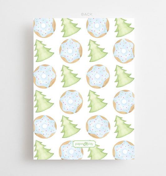 Watercolor Donuts with Santa Invitation - Blue