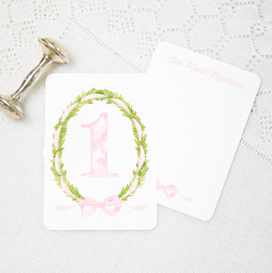 Watercolor Pink Boxwood Milestone set