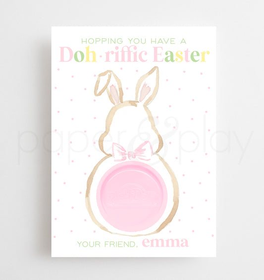 Watercolor Easter Playdoh Bunny Pink Tags