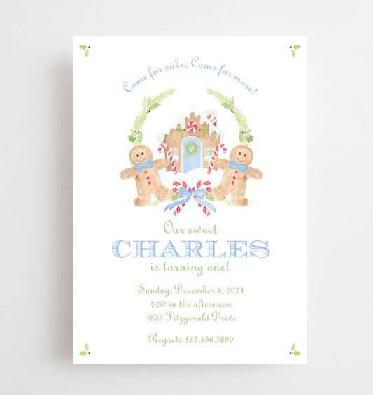 Watercolor Gingerbread Boy Invitation