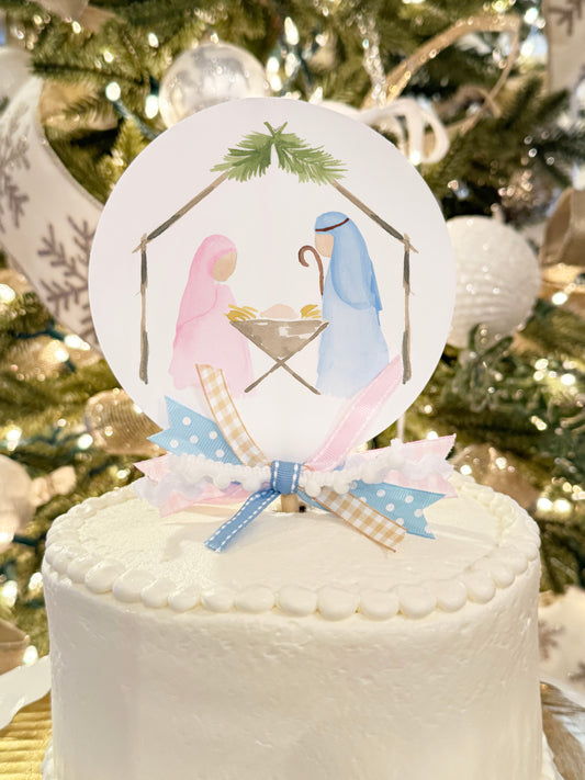 Watercolor Nativity Cake Topper (pastel)