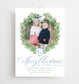 Watercolor Blue Wreath Crest Christmas Cards